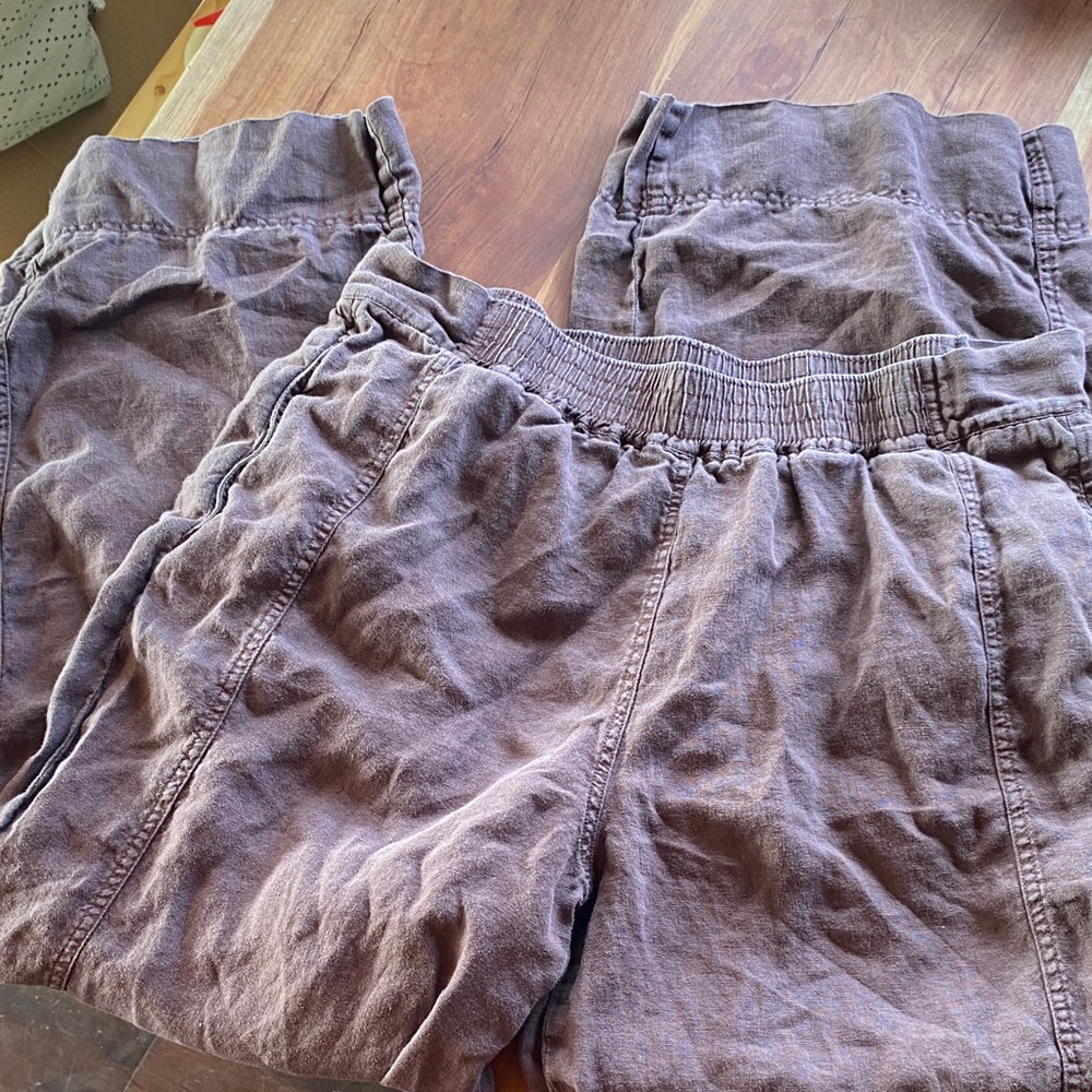 Poetry Linen Pants Dusty Chocolate Brown Size UK 32